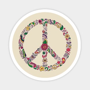 Floral Peace Sign - On the Back of Magnet